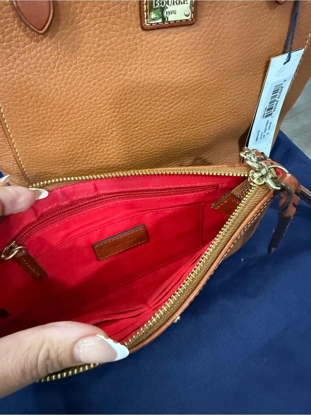 NWT Dooney Bourke Pebble Leather. Shopper Tote$ Wristlet Cognac Brown